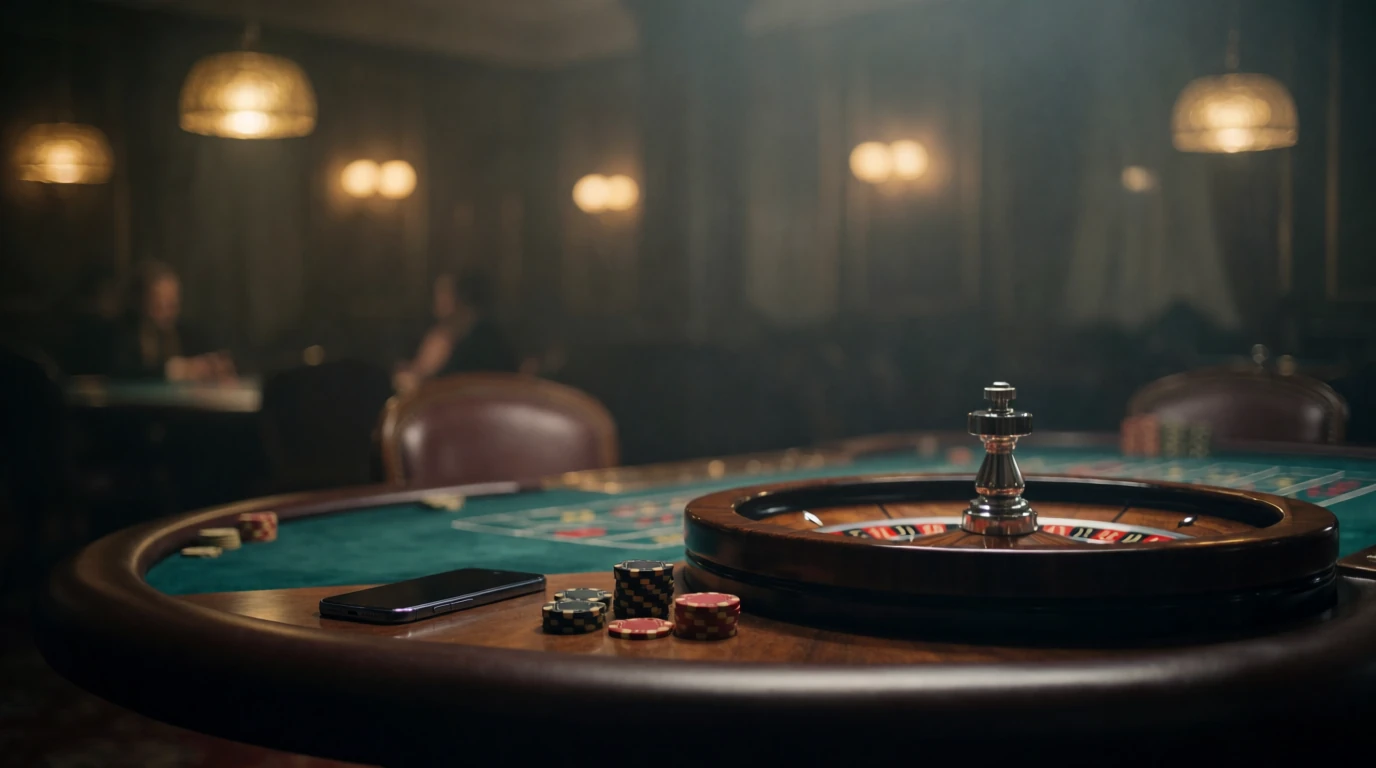 Klassisk roulette och casinokvarter på ett bord i ett elegant svenskt casinoklimat
