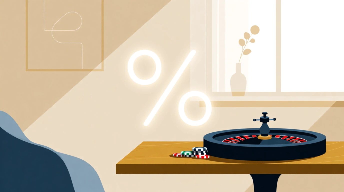 Skandinavisk scen med roulettehjul och marker som symboliserar casinospel med hög RTP